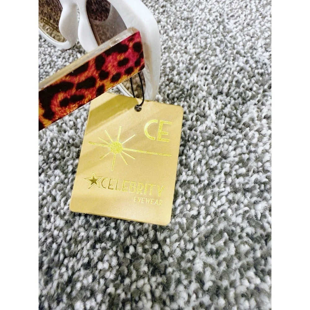 Celebrity Eyewear Cat Eye Sunglasses in White/Leopard